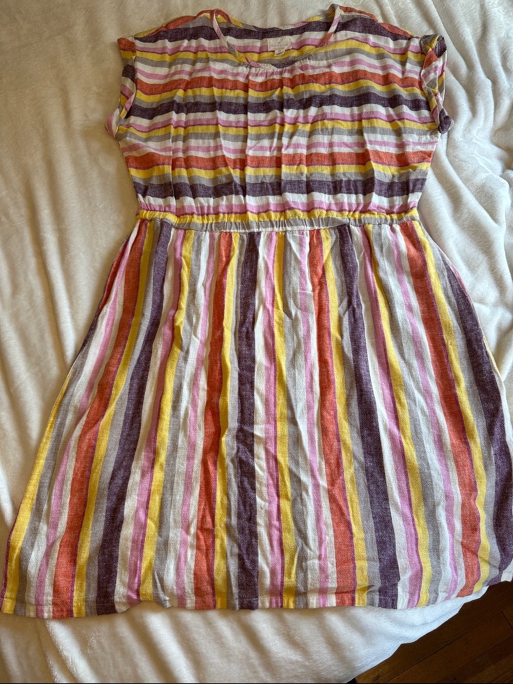 Caslon multicolor striped linen blend dress featuring pockets size xxl